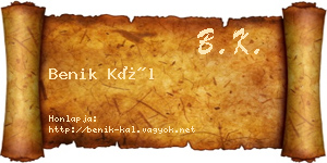 Benik Kál névjegykártya
